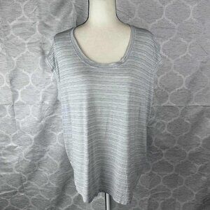 Athleta Gray Stripe Scoop Neck Modal Blend Tee Size 1X